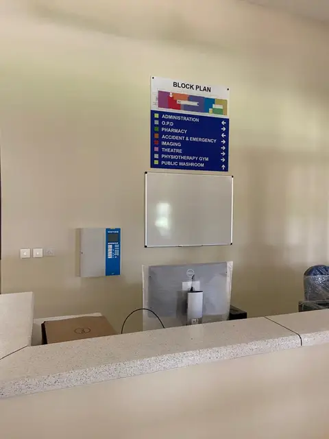 The nurse-call station at the ward desk, where calls from the beds appear.